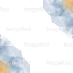 Best watercolor corners of tiger orange and dark pastel blue, decorative copy space stock art, water paint stain splashes