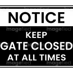 Keep gate closed at all times sign black color sticker printable, lock the door, secure, home depot, label, poster icon, badge, security, safety, vector file