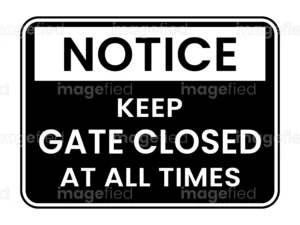 Keep gate closed at all times sign black color sticker printable, lock the door, secure, home depot, label, poster icon, badge, security, safety, vector file