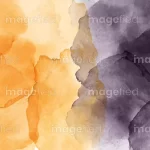 Plum purple and fuel yellow orange watercolor illustration, royalty free images of water paint splashes, cool elegant decorative art images