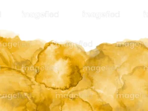 Royalty free burnt yellow watercolor background illustration, stock abstract image of clouds, bee-yellow stain brushed on white paper, decorative textured design