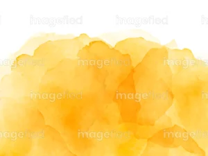 Royalty free orange and bright gold sunglow watercolor, bright warm colorful background image, smog and clouds water paint splashes patterns