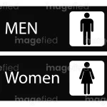 Toilet sign men women black color stickers directions, icon, poster, direction, bathroom, restroom, wc, male, female, washroom, silhouette, illustration