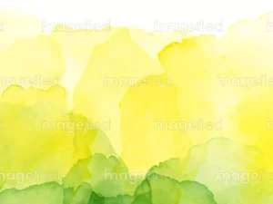 Watercolor illustration of green peas and dandelion yellow, beautiful cool dichrome overlapping splashes, royalty free images of brushstrokes elements