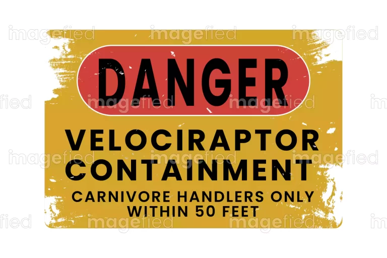 Velociraptor containment sign funny vintage style multicolored