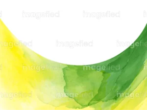 Beautiful curve of algae green and yellow watercolor, decorative stock background image, creative water paint blending on white paper