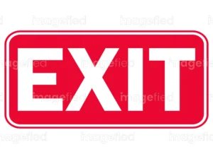 Exit sign stickers signage, printable files, bold text safety messages, evacuation, escape, building safety signage, instructions, directions, indoors