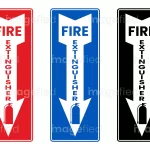 Fire extinguisher sign stickers printable file, safety, fighting, equipment directions with arrow, hose, burn, emergency, hazard, protection, alarm
