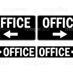 Office directions sign black color, sticker, symbol, poster, icon, arrows, directions, print ready file