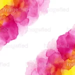 Watercolor copy space background of egg yolk yellow and hot pink, bright water paint design elements, decorative stock image, premium paintbrush splashes