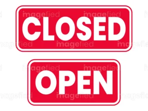 open closed sign stickers, printable file, door, shut down, for offices, shops, retail stores, salons, libraries, businesses, restaurants, cafes, bold