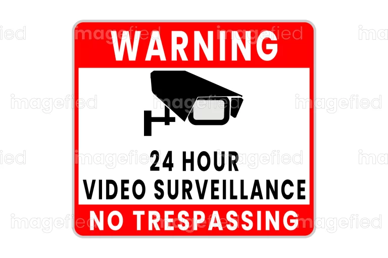 Warning 24 hours video surveillance no trespassing sign sticker