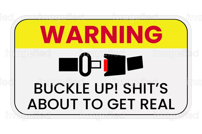 Buckle Up! Shit’s About To Get Real funny warning sign stickers decals for car truck auto motor vehicles