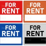 For rent sign, rent sign printable, 4 Vibrant Backgrounds, eye catching designs