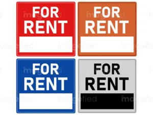 For rent sign, rent sign printable, 4 Vibrant Backgrounds, eye catching designs