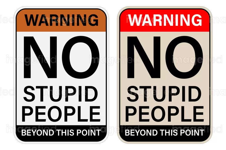 No Stupid People Beyond This Point Sign, Funny stickers decal for garage, farm house, office
