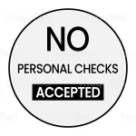 No personal checks accepted sign