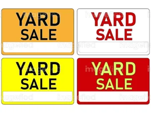 Yard sale signs, for marketing advertising, space for custom text
