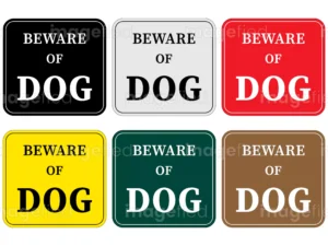 beware of dog sign, beware of dog stickers, digital downloadable file in 6 different backgrounds