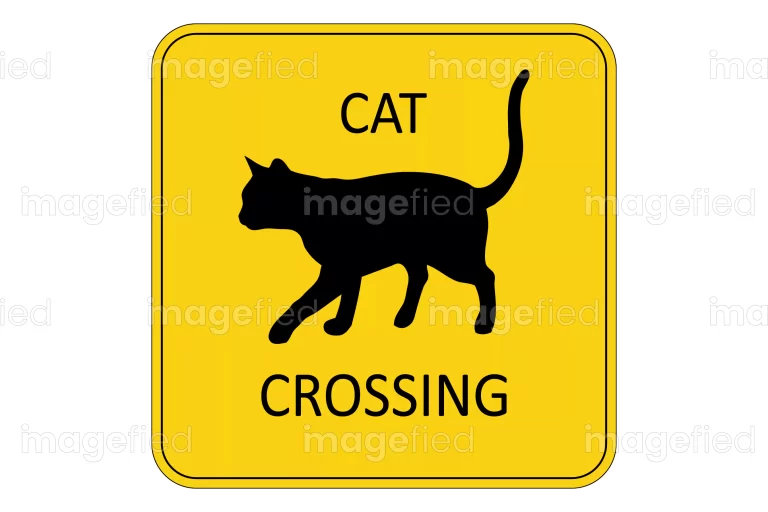 Cat crossing sign digital downloadable file, cat crossing road sign stickers labels, pet safety signage