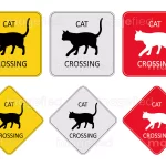 cat crossing sign digital downloadable file set of 3 different backgrounds