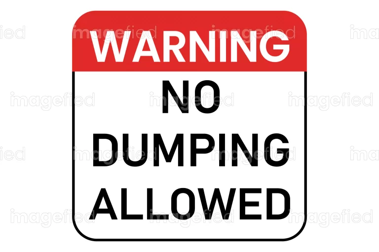 No dumping sign decal stickers, warning no dumping allowed labels,  for private property, land, parks