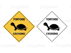 tortoise crossing sign, wildlife safety signage, indoor-outdoor animals protection, printable files, yellow, off white backgrounds