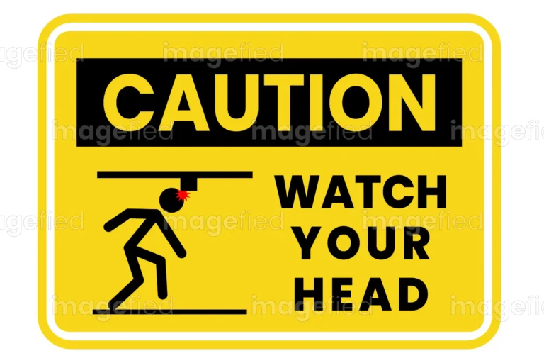 Caution Watch Your Head Sign, Sticker, Vector Illustration