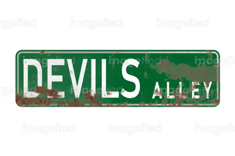 Devil’s Alley Street Sign, Rusty Design Retro Style, Vector Illustration