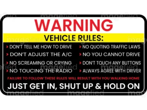 funny car rules warning sign