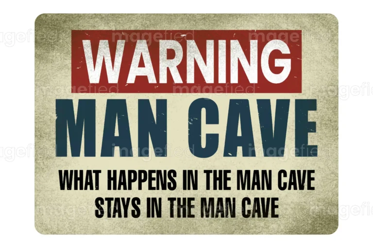 What Happens In The Man Cave Stays In The Man Cave Sign, Stock Vector.