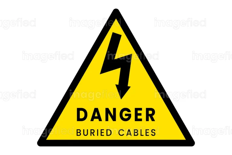 Danger Buried Cables Sign, Sticker, Safety Label, Vector Illustration