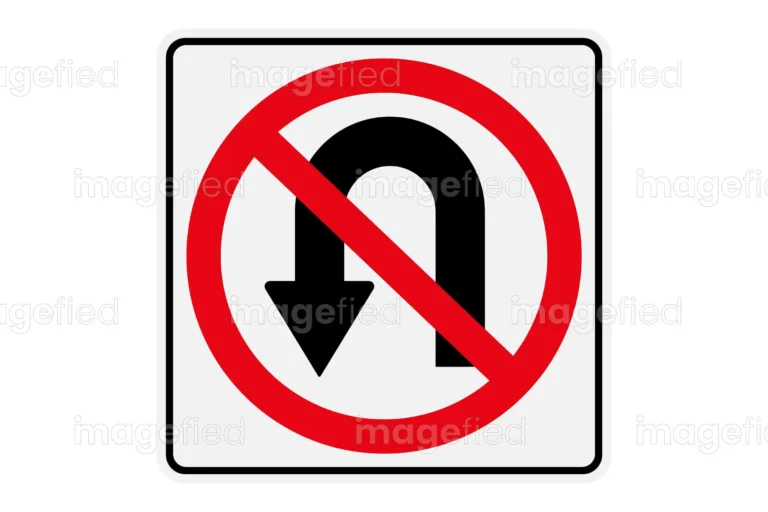 No U Turn Sign, Label, Poster, Sticker, Vector Illustration