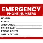Emergency Phone Numbers Sign