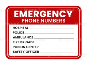 Emergency Phone Numbers Sign