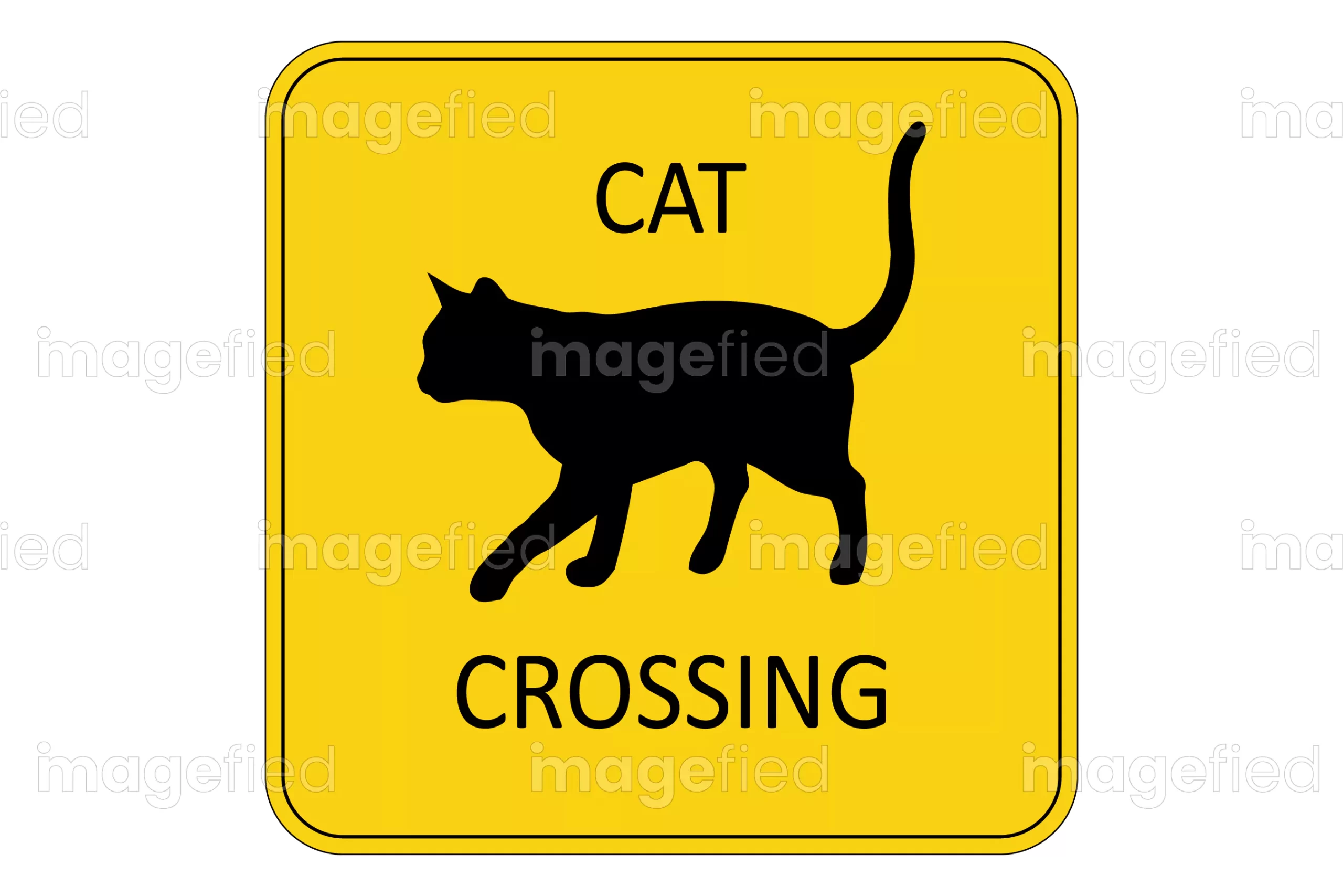 Cat crossing sign digital downloadable file, cat crossing road sign