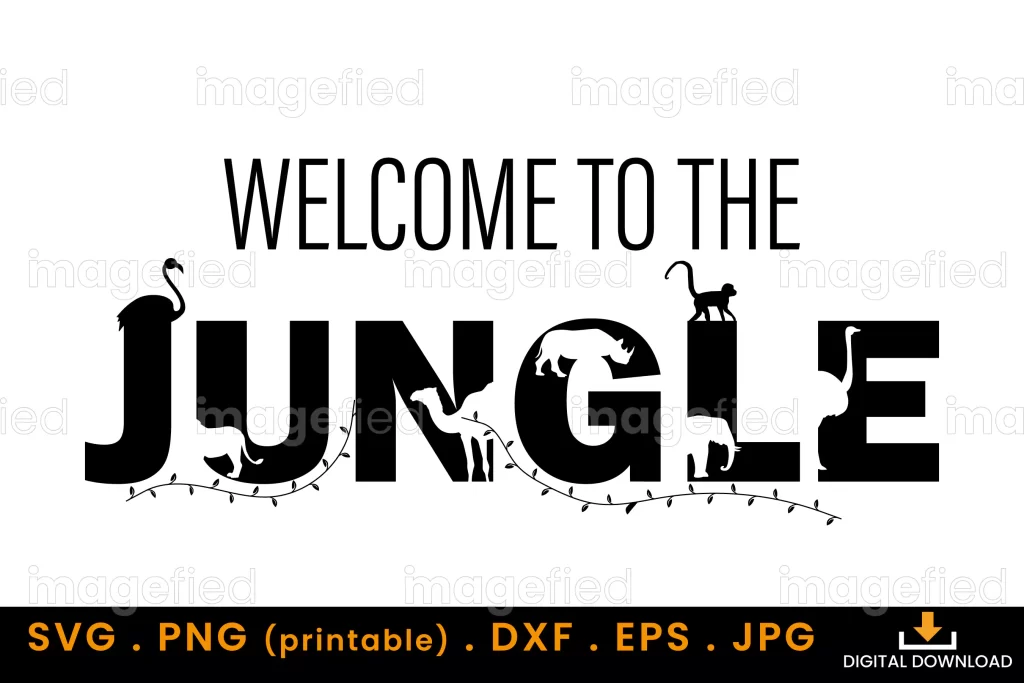 To The Jungle SVG, Jungle Safari Sign SVG, Nursery Animals