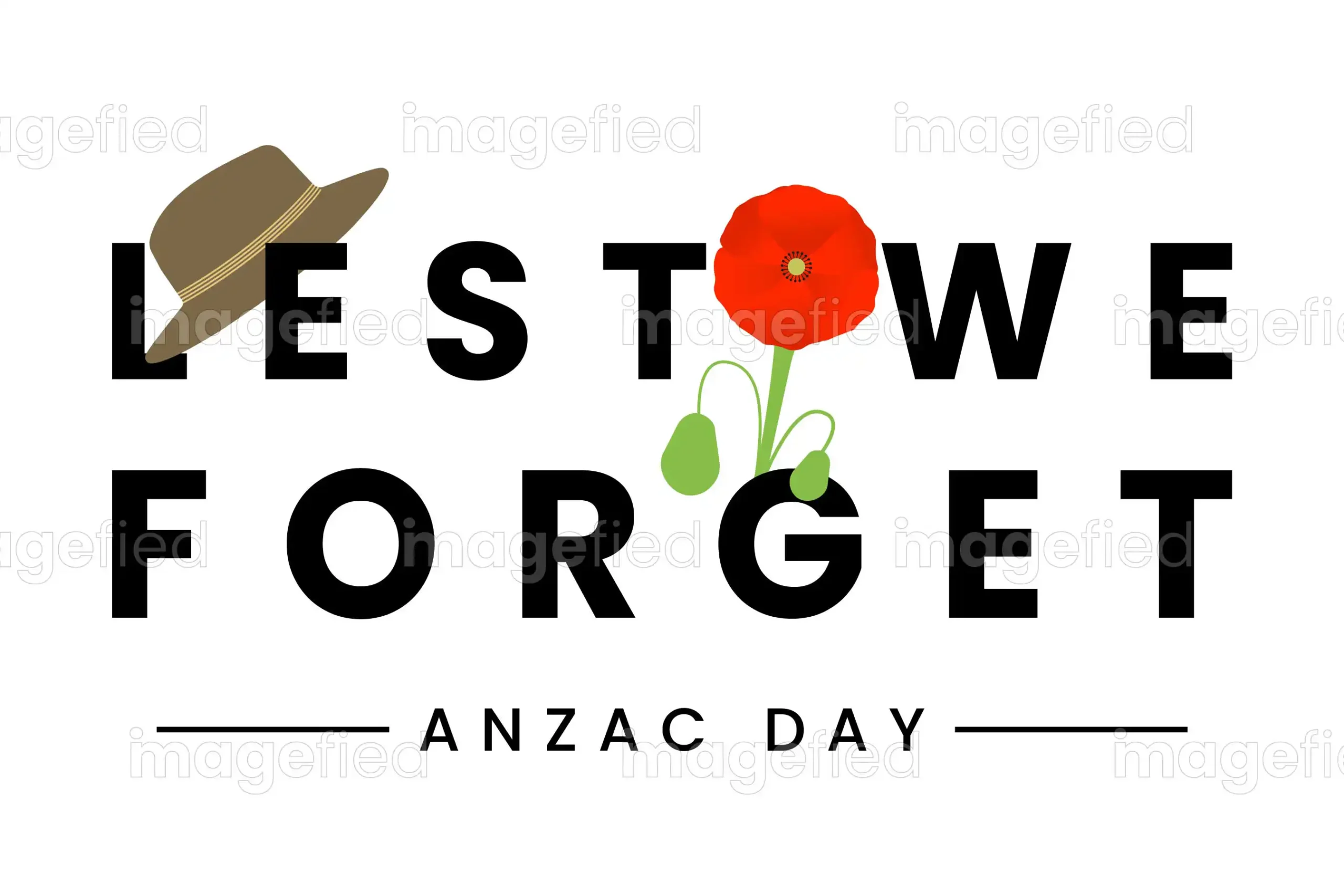 ANZAC Day Lest We Forget, Sign, Poppy Flower, Australia, Vector ...