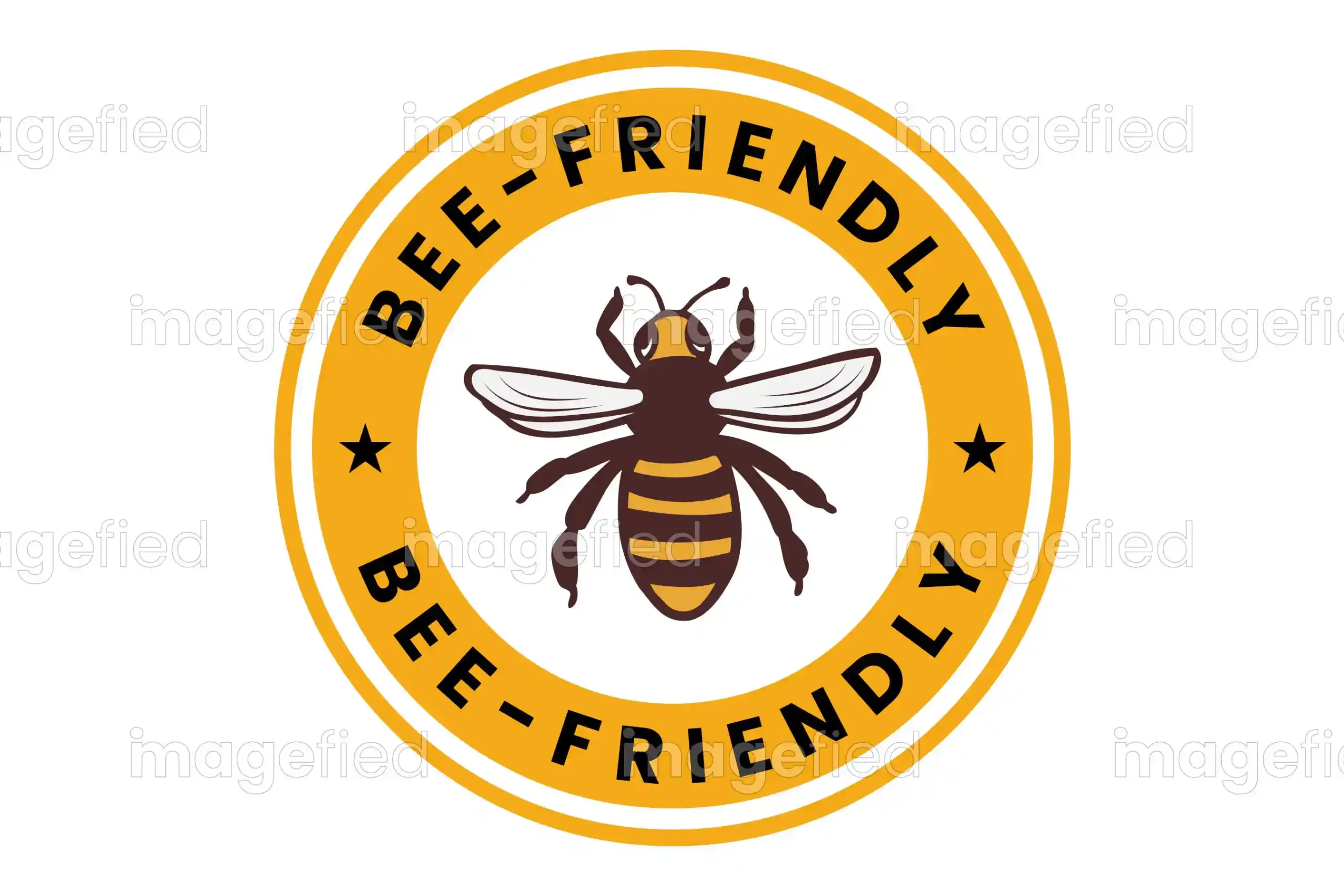 Bee Friendly Sign, Sticker, Badge, Vector Stock Illustration - Imagefied