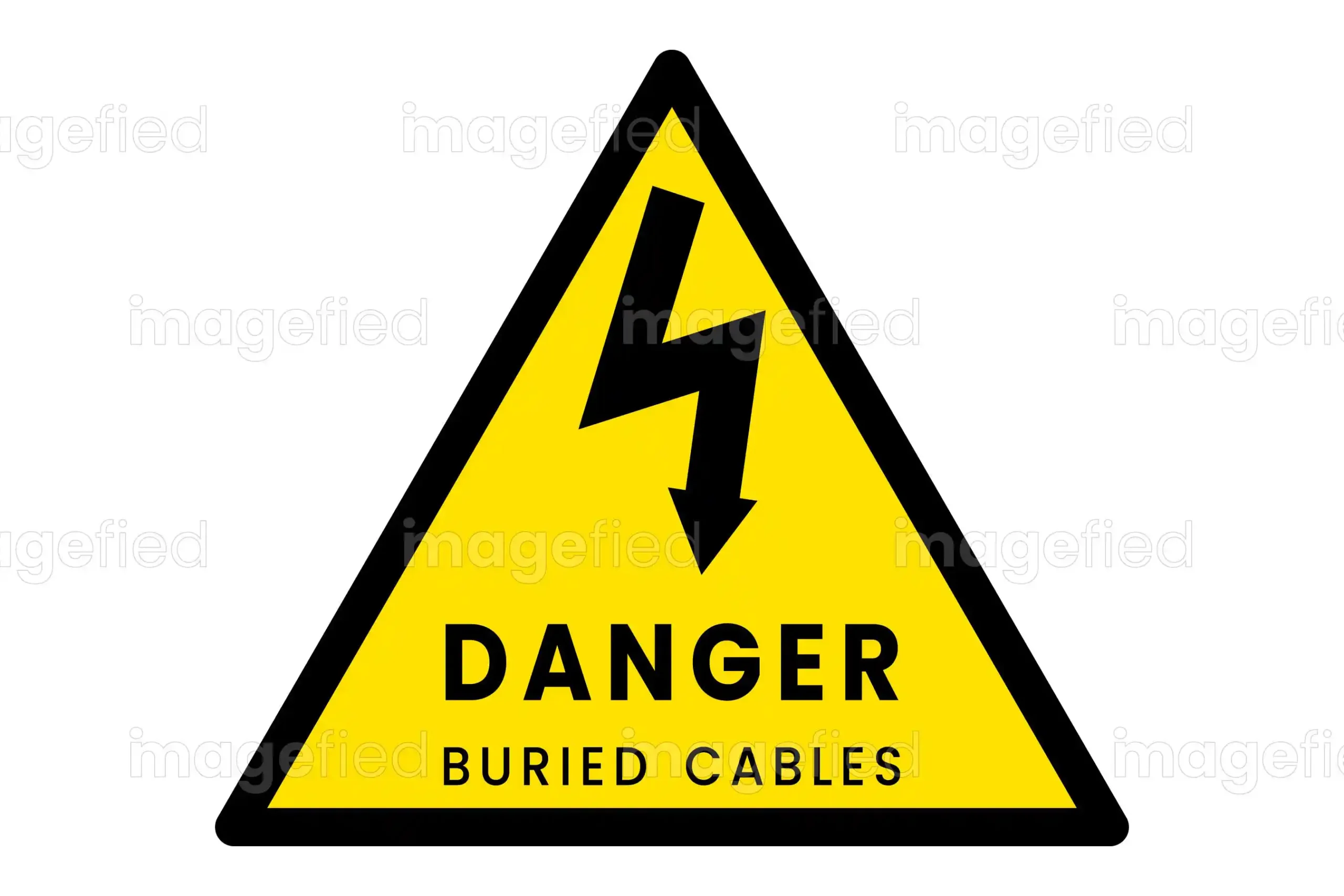 Danger Buried Cables Sign, Sticker, Safety Label, Vector Illustration ...